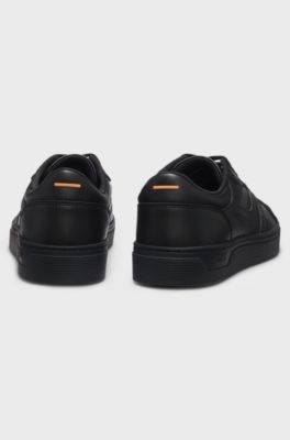Logo-trimmed trainers in faux nappa leather, Black
