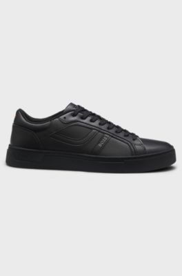Logo-trimmed trainers in faux nappa leather, Black