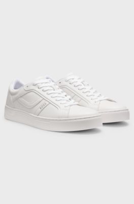 Logo-trimmed trainers in faux nappa leather, White
