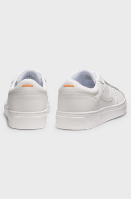 Logo-trimmed trainers in faux nappa leather, White