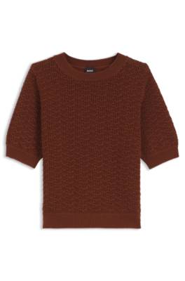 Cotton sweater with micro-lace structure 1