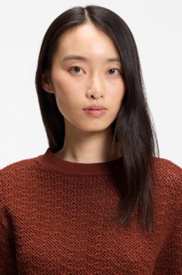 Boss Cotton sweater with micro-lace structure stickade tröjor dam – bild 3