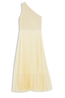 Boss Rib-knit one-shoulder dress with plissé skirt stickade klänningar dam – bild 3