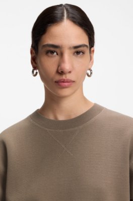 Boss Boxy-fit knitted sweater in stretch fabric stickade tröjor dam – bild 3