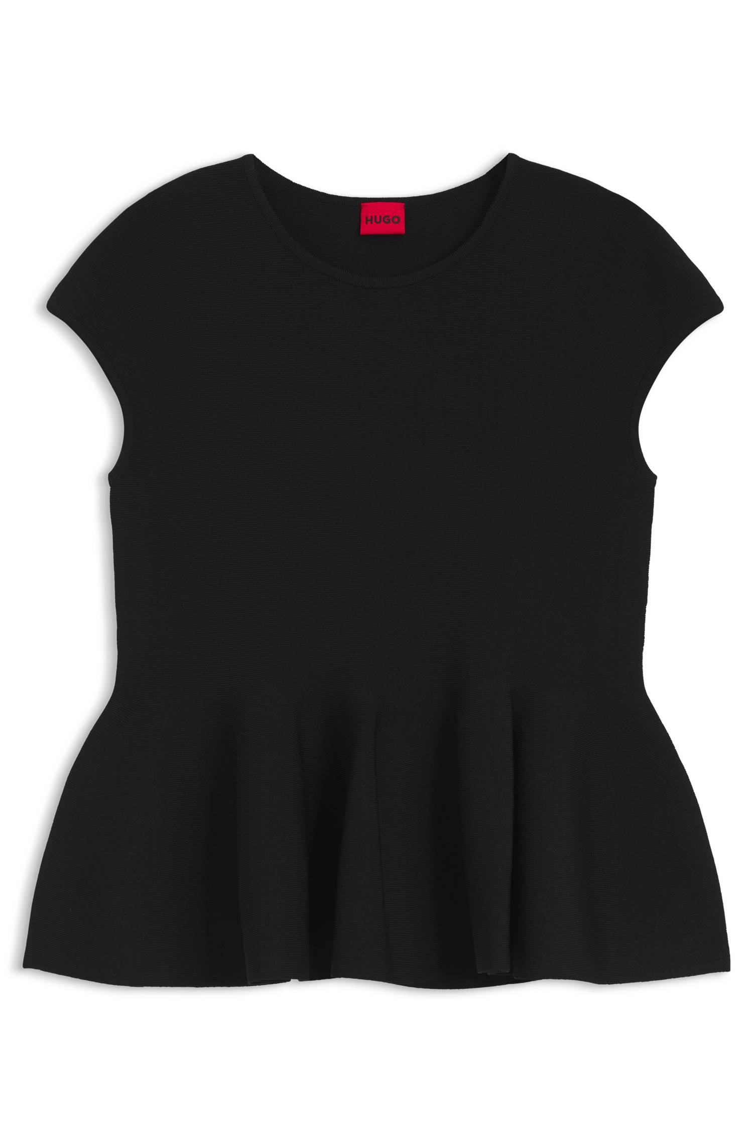 Hugo Slim-fit sweater with peplum hem stickade tröjor dam – bild 4