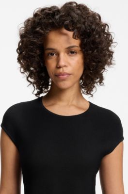 Slim-fit sweater with peplum hem, Black