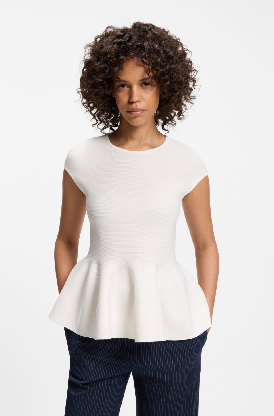 Slim-fit sweater with peplum hem