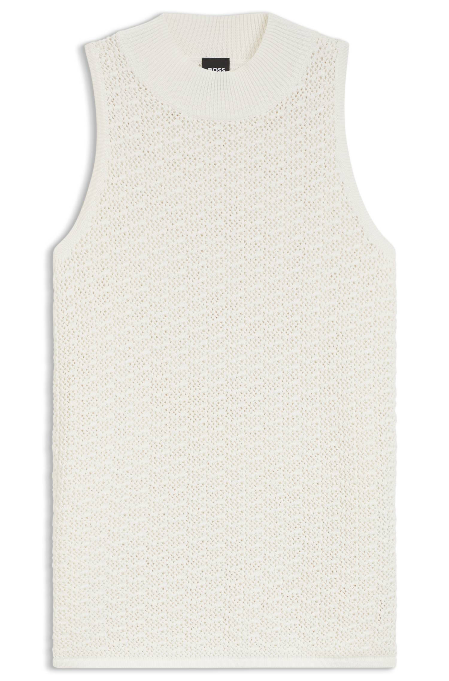 Boss Knitted cotton top with micro-lace structure stickade tröjor dam – bild 4