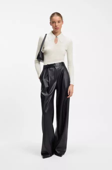Polo sweater in a wool blend with cashmere