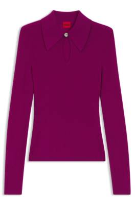 Hugo Polo sweater in a wool blend with cashmere polotröjor dam – bild 4
