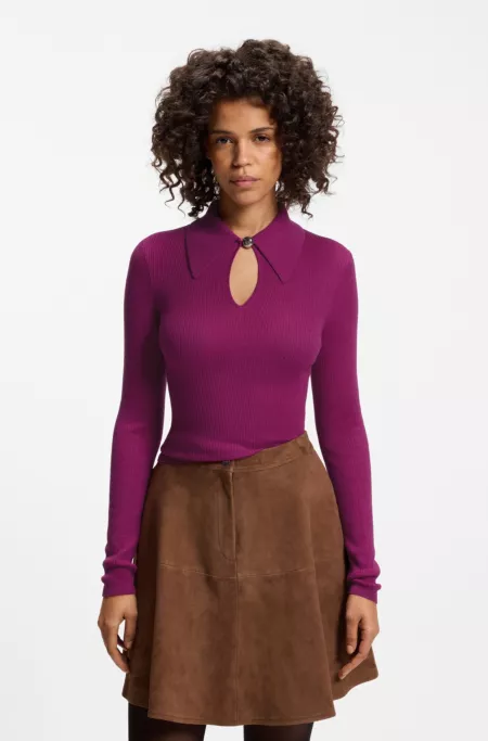 Polo sweater in a wool blend with cashmere