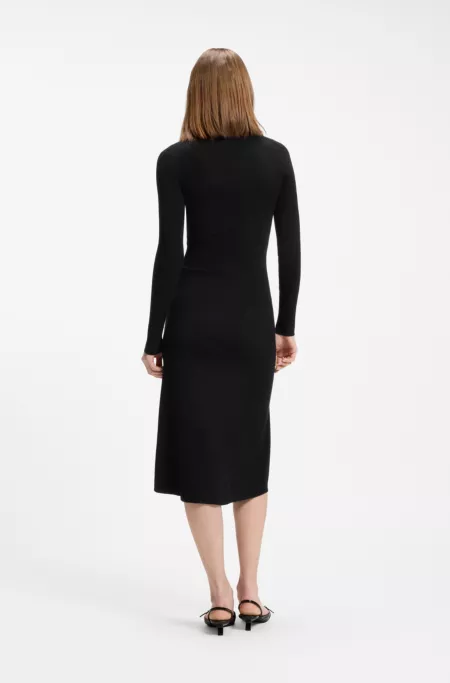 Slim-fit midi dress with keyhole polo collar