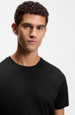 Porsche x BOSS mercerised-cotton T-shirt with reflective branding, Black