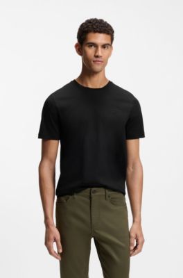 Porsche x BOSS mercerised-cotton T-shirt with reflective branding, Black