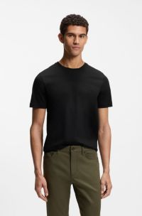 Porsche x BOSS mercerised-cotton T-shirt with reflective branding, Black