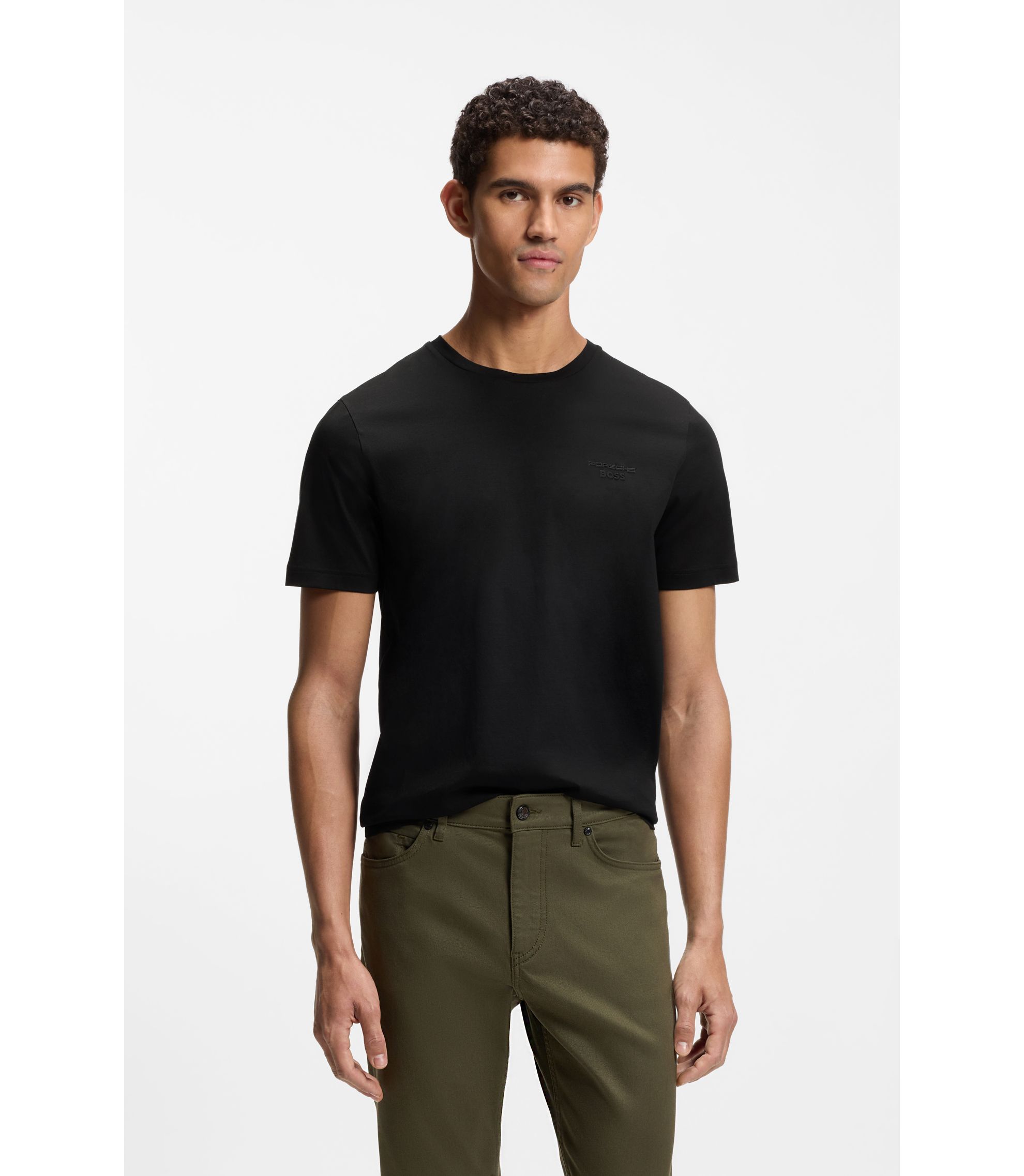 BOSS - Porsche x BOSS mercerised-cotton T-shirt with reflective