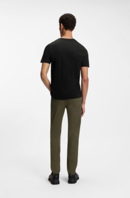 Porsche x BOSS mercerised-cotton T-shirt with reflective branding, Black