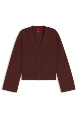 Wool-blend cardigan with logo rivet 4