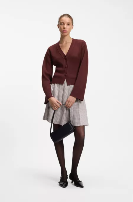 Wool-blend cardigan with logo rivet