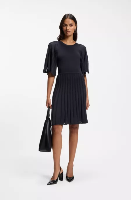 Knitted dress with open lace-stitch detail