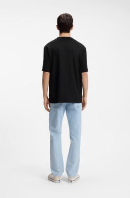 T-shirt van katoenen jersey met hartlogo voor alle genders, Zwart
