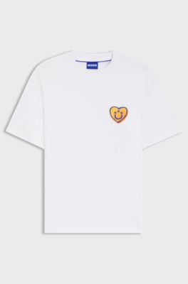 T-shirt van katoenen jersey met hartlogo voor alle genders, Wit
