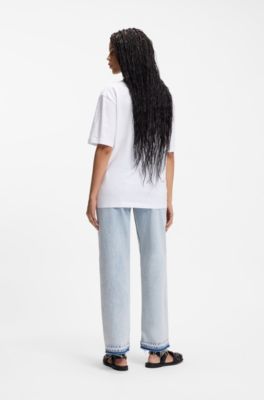 T-shirt van katoenen jersey met hartlogo voor alle genders, Wit