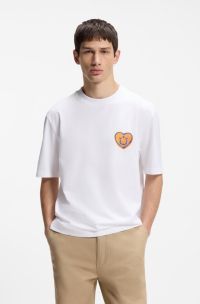 All-gender Cotton-jersey T-shirt with heart logo, White
