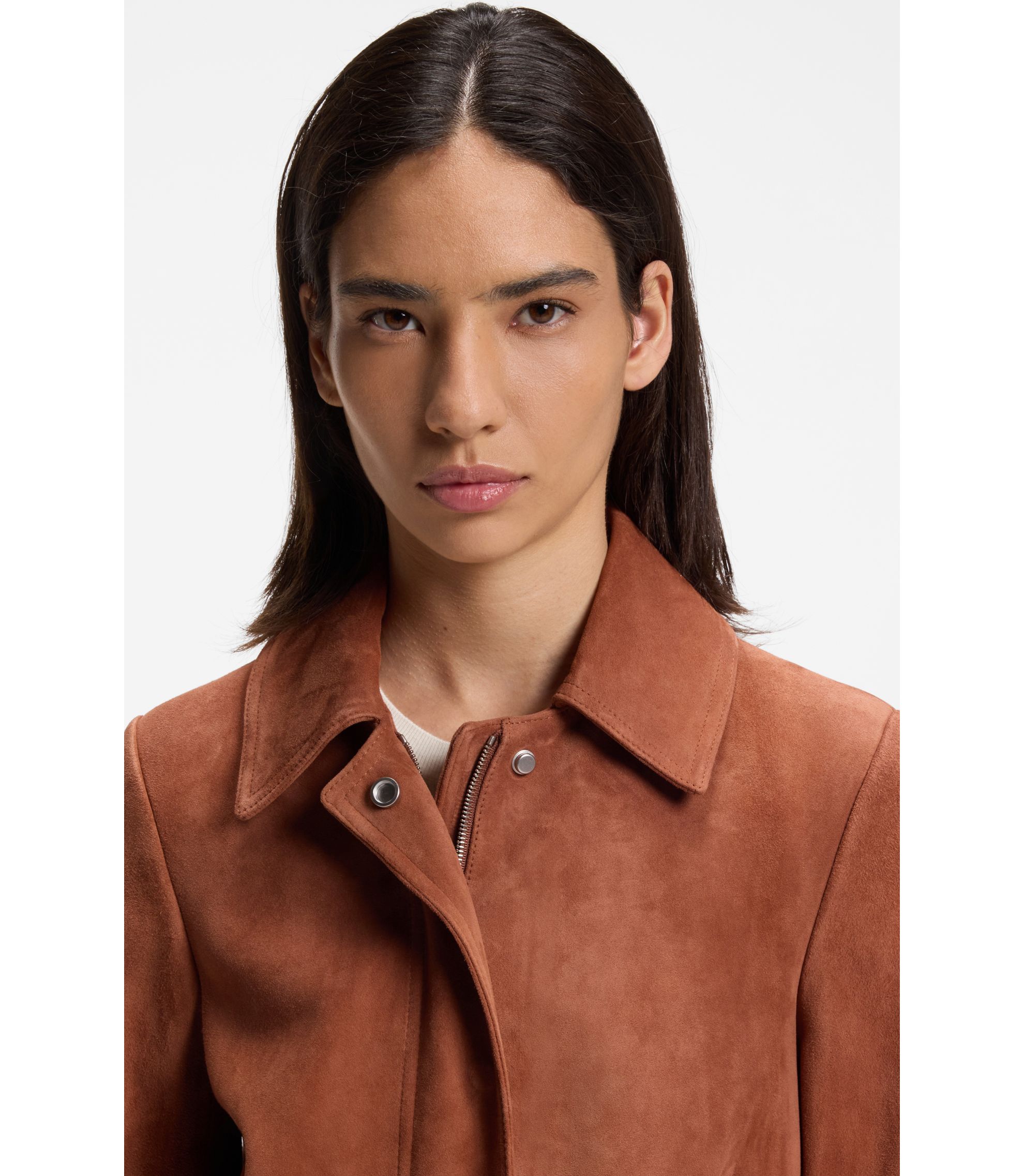 90s HUGO BOSS スウェードジャケット ブラウン 美品 BOSS - スエード ジャケット ジップフライ - ブラウン