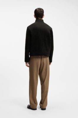Regular-fit jacket in bonded suede-effect fabric, Black
