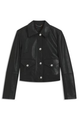 Boss Leather jacket with polished logo buttons skinnjackor dam – bild 4