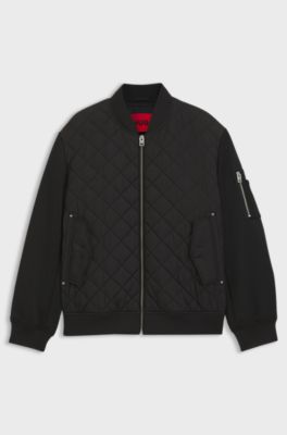 Water-repellent jacket in mixed materials, Black