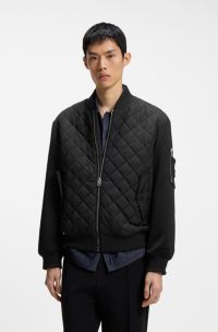 Water-repellent jacket in mixed materials, Black