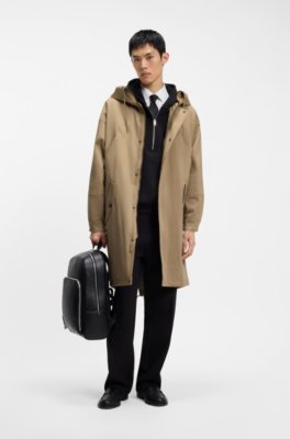 Water-repellent parka in stretch-cotton satin