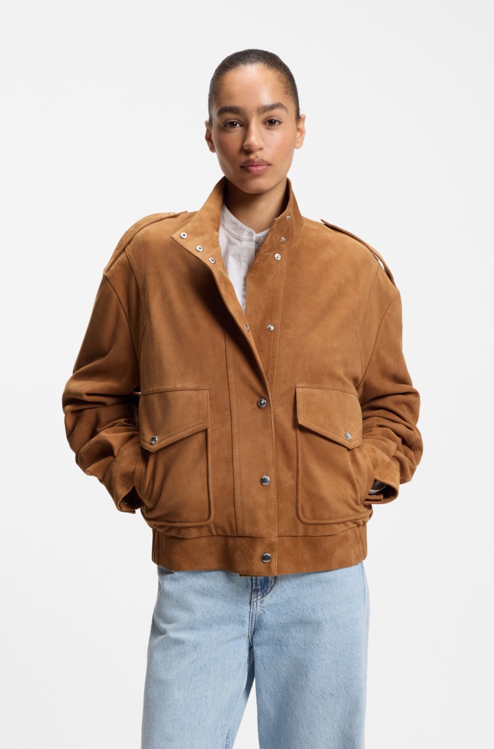 Suede jacket with blouson styling