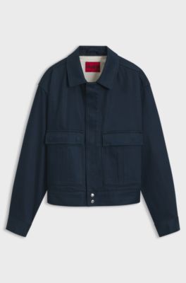 Relaxed-fit short cotton jacket in denim, Dark Blue