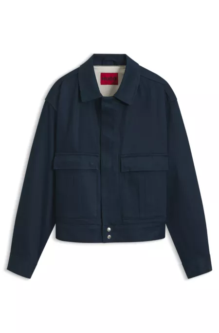Relaxed-fit short cotton jacket in denim
