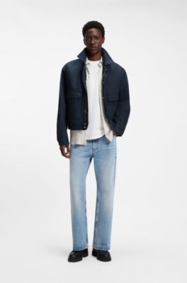 Kurze Relaxed-Fit Baumwolljacke aus Denim, Dunkelblau
