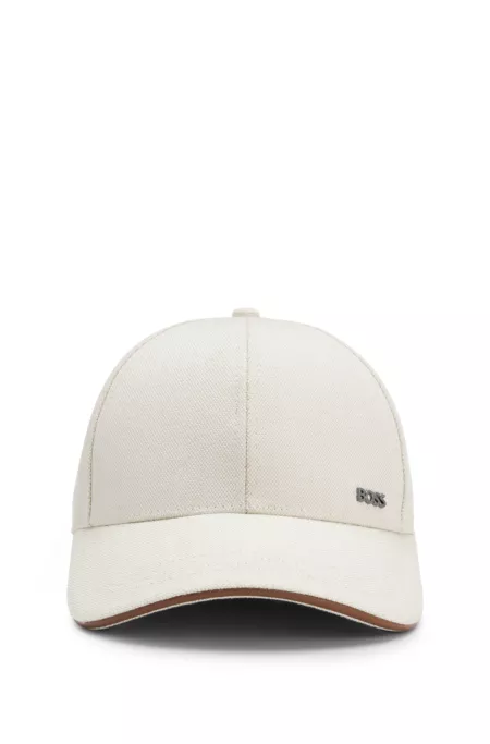 Cotton-canvas cap with leather trim