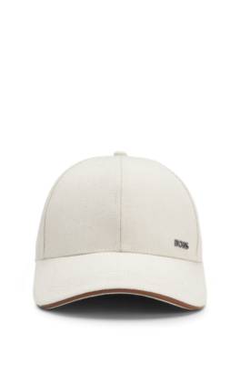 Cotton-canvas cap with leather trim 1