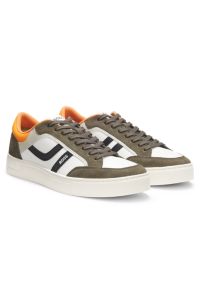 Faux-leather trainers with colour-blocking, Khaki