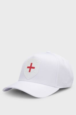 Logopet van glanzend twill met landvlagpatch, Engeland