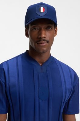 Cappellino in twill lucido con distintivo bandiera paese con logo, Francia