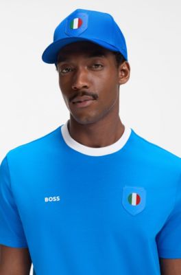 Cappellino in twill lucido con distintivo bandiera paese con logo, Italia