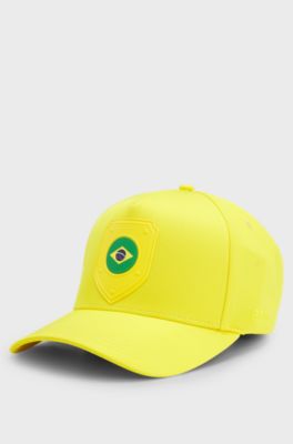 Logo-Cap aus gl&auml;nzendem Twill mit Landesflaggen-Badge, Brasilien