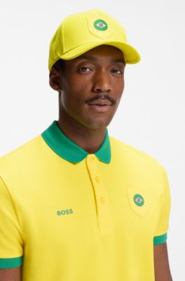 Logo cap in lustrous twill with country-flag badge, Brazil