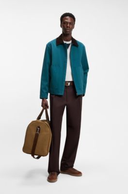 BOSS BY BECKHAM cotton jacket with contrast collar, Blue