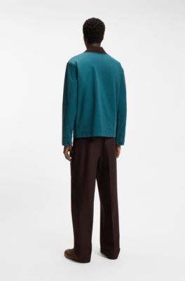 BOSS BY BECKHAM cotton jacket with contrast collar, Blue