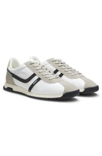 Logo trainers with faux suede trims, Light Grey