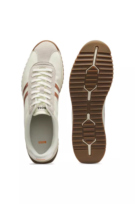 Logo trainers with faux suede trims